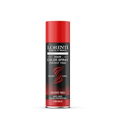 Abbildung von LORENTI TOKYO &amp; SEOUL Color Haarspray Secret Red 150ml Haar Farb Spray zum Verkleiden Schminken für Karneval, Fasching, Halloween Motto Party Haarfarbe Auswaschbar Hair