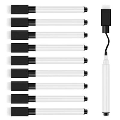 Abbildung von JEFURE Whiteboard Marker 10 Stück, Stifte Magnetisch, Schwarz Folienstift Abwischbar mit radierer, Abwischbare feiner Spitze für Zuhause, Schule, Büro
