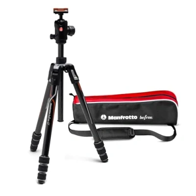 Abbildung von Manfrotto Befree GT PRO Travel Tripod, Twist Lock with Ball Head and Bag for Sony, DSLR, CSC, Mirrorless, Lightweight Carbon Fibre, black/silver, 12 kg Payload, MKBFRTC4GTA BH