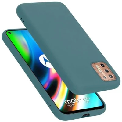 Abbildung von Cadorabo Hülle kompatibel mit Motorola Moto G9 Plus Silikon Handyhülle für Case aus flüssigem stoßfeste dünne TPU Schutzhülle Liquid GRÜN