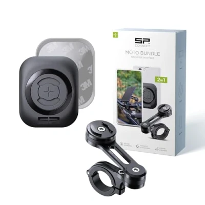 Abbildung von SP CONNECT Handyhalterung Motorrad Universeller Handyhalter für Bike Moped Roller Zubehör alle Smartphone Handys wie iPhone Samsung Gadget Halterung Navi Phone Holder