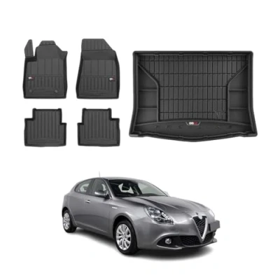 Abbildung von OMAC Fußmatten &amp; Kofferraumwanne Set kompatibel mit Alfa Romeo Giulietta 2010 2020 Gummi 5X