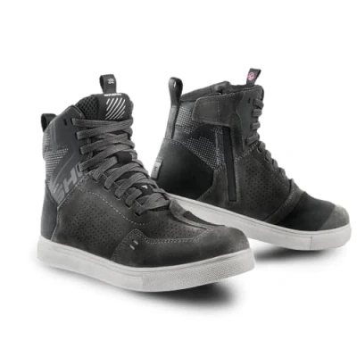 Abbildung von SHIMA REBEL 2.0 Motorrad Schuhe Herren Leder Belüftet Motorradstiefel Protektoren Sneaker Rutschfeste Sohle Knöchelstütze Seitlicher Reißverschluss Bikerboots (Frauen, Grau, 36)