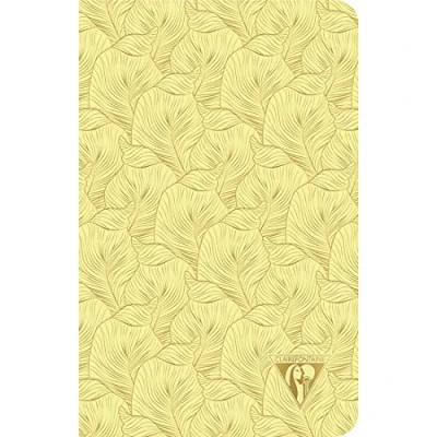 Abbildung von Clairefontaine 193506C Notizbuch Neo Deco Frühlings Sommer Kollektion, mit Fadenbindung, 11 x 17cm, 48 Blatt, liniert, 90g, elfenbeinfarbiges Papier, 1 Stück, Gelb Tropikal
