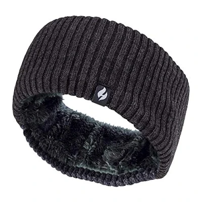 Abbildung von Heat Holders Damen outdoor gestrickt strick thermo winter stirnband mit innen fleece (One Size, Geripptes Dunkelgrau)