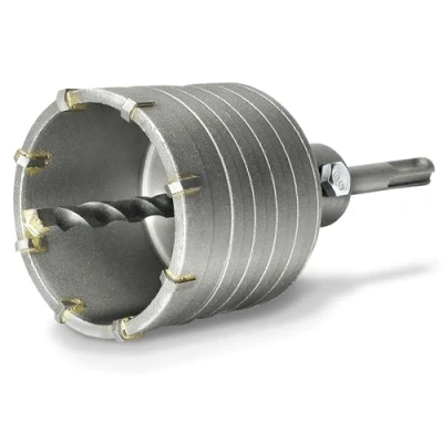 Abbildung von S&amp;R Hohlbohrkrone Ø 68mm Hammerschlagfest, für Bohrhämmer, Lochsäge, Steckdosenbohrer, 68 mm, Set, 3 tlg., + mit SDS plus Adapter 110mm und Zentrierbohrer 8x110mm, Mauerwerk, Natursteine, Sandsteine, Kunststeine, Beton, Marmor