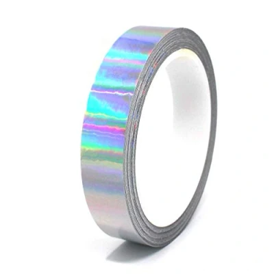 Abbildung von (0,89/m) 10 Meter Hologramm Zierstreifen Basteln Möbel Auto Motorrad Modellbau Deko Dekorstreifen Klebestreifen selbstklebend DIY (Hologramm Silber, 15mm Breite)