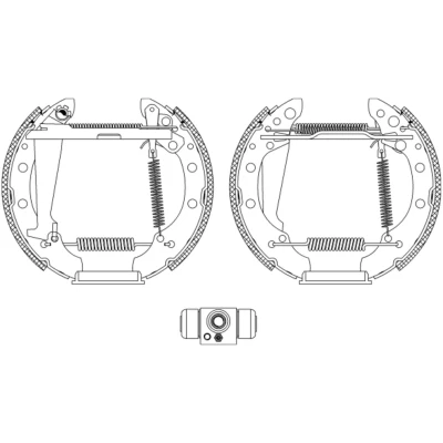 Abbildung von TEXTAR Shoe Kit Pro 84044703 Bremsensatz, Trommelbremse mit Radbremszylinder, Stellelement VOLKSWAGEN: Polo V Schrägheck, up! Schrägheck