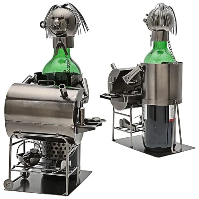 Abbildung von Cepewa Weinflaschenhalter &#039;Griller&#039; für Weinflaschen │ 17,5x20x18cm Metall │Weinflasche Bierflasche Flaschenständer