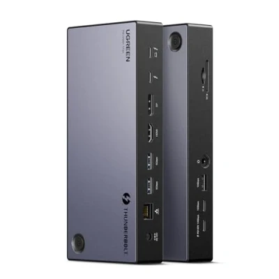 Abbildung von UGREEN Revodok Max 313 Thunderbolt 4 Dock 40Gbps Triple Display Docking Station(Triple 4K@60Hz, Single 8K Display), 13 in 1 Dockingstation 140W GaN Ladeeingang, microSD&amp;SD 4.0, Ethernet, 3.5mm Aux