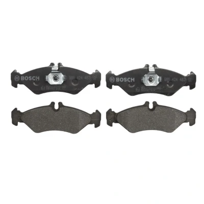 Abbildung von BOSCH 0 986 424 463 Bremsbelagsatz Low Metallic mit Montageanleitung, Anti Quietsch Blech, Kolbenclip MERCEDES BENZ: Sprinter 2 T Bus