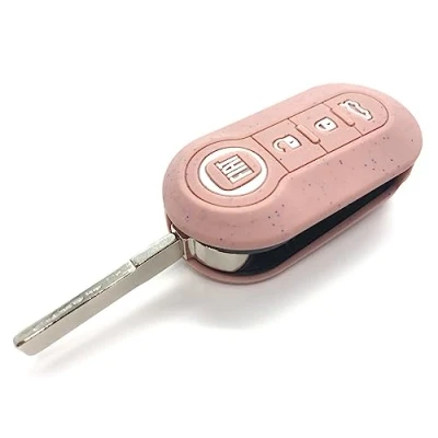 Abbildung von Nordecco Schlüsselhülle aus Silikon, glitzernd, für Fiat 500C 500 500L Abarth Grande Punto Brava Panda Stilo Linea 3 Tasten (Glitzer Roségold)