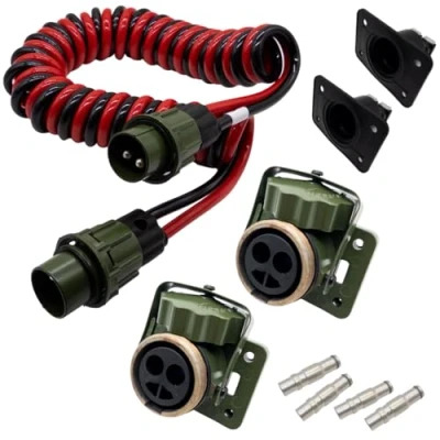 Abbildung von SERTPLAS 2 polig NATO Elektrowendel, x 35 mm², 4 Meter Wendel, 12V/24V Spiralkabel, Steckdose mit mm² Ink. Gummidichtung, auch Starthilfe einsetzbar