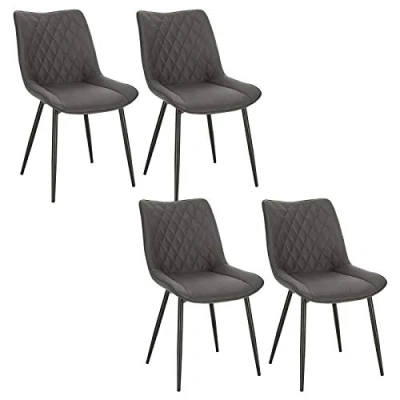 Abbildung von WOLTU Esszimmerstühle 4er Set, Küchenstühle, Wohnzimmerstühle, Polsterstühle mit Rückenlehne, für Esszimmer, Küche, Wohnzimmer, Büro, Sitzfläche aus Stoffbezug, Metallbeine, Dunkelgrau BH248dgr 4