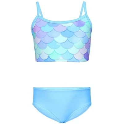 Abbildung von Aquarti Mädchen Bikini Set Bustier Bikinislip Zweiteiliger Badeanzug, Farbe: 038D Meerjungfrau Blau/Grün/Violett, Größe: 152