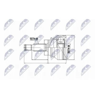 Abbildung von NTY NPZ CH 003 Gelenksatz radseitig JEEP: Compass, DODGE: Caliber