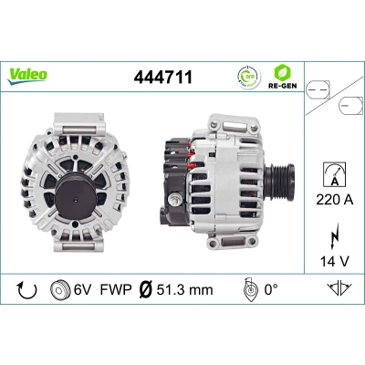 Abbildung von VALEO 444711 Lichtmaschine 14V 220A MERCEDES BENZ: Sprinter 3.5 T Kastenwagen, 3 Bus