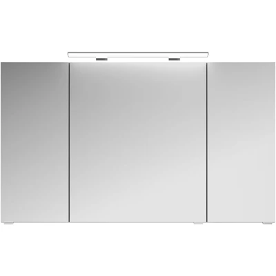 Abbildung von Saphir Badezimmerspiegelschrank &quot;Serie 4010 Badezimmer Spiegelschrank inkl. LED Aufsatzleuchte&quot;, Badschrank 120 cm breit, 3 Türen, 6 Glas Einlegeböden, inkl Türdämpfer