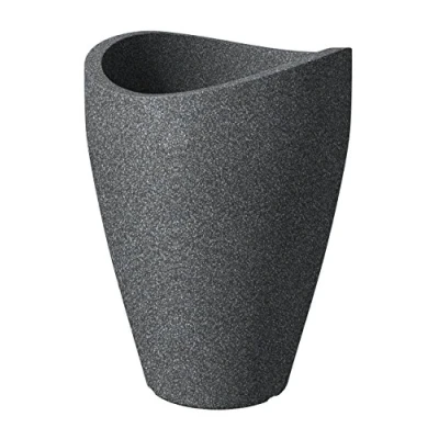 Abbildung von Scheurich Wave Globe High, Hochgefäß aus Kunststoff, Schwarz Granit, 50,5 cm Durchmesser, 67 hoch, 33 l Vol.