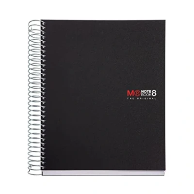 Abbildung von Miquelrius Notizbücher A5 The Original Notebook, 8 farbige Streifen, Polypropylen Einband, Format (148 x 210 mm), 2 Loch Lochung, 200 Blatt mit 70 g/m², Horizontale Streifen 7 mm, Schwarz