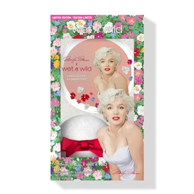 Abbildung von Wet n Wild Marilyn Monroe Icon Diamond Highlighter, Puder Highlighter mit Schimmernden Perlen für einen Glasähnlichen Glow, inkl. Weichem Applikator, Peachy Pink