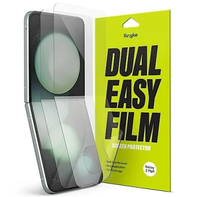 Abbildung von Ringke Dual Easy Film Screen Protector Set [2 Stück] Kompatibel mit Samsung Galaxy Z Flip 5 (2023) PET Self Healing Schutzfolie