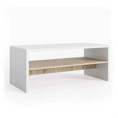 Abbildung von Vicco Couchtisch, Weiß/Sonoma, 99 x 40 cm, Drehbar