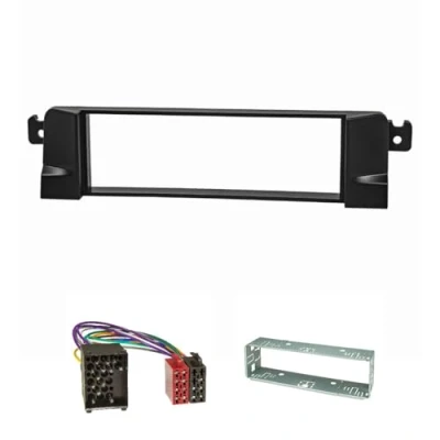 Abbildung von tomzz Audio 2404 013 Radioblende Set HQ Optik Profi Version kompatibel mit BMW 3er E46 schwarz Radioadapter Rundpin ISO Einbauschacht