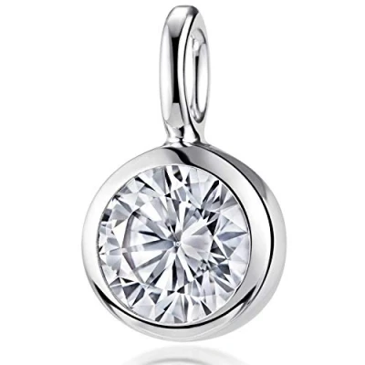Abbildung von Materia Kettenanhänger Damen Silber Zirkonia rund Ø12mm KA 222, 925 Sterling Silber, rhodiniert