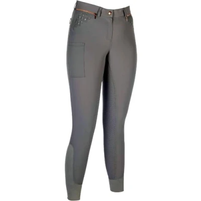Abbildung von HKM Damen Rosegold Sparkle Style SIL. Vollbesatz Reithose, Grau/Rosegold, 36