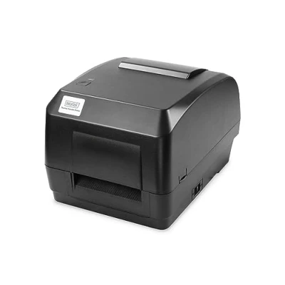Abbildung von DIGITUS DA 81020 Etikettendrucker 203 DPI Labeldrucker Thermodirekt &amp; Thermotransfer Etikettenbreite: 25,4 bis 118 mm Max. 127 mm/s USB 2.0, RJ45 (LAN), RS232 (Serial), SD Slot Schwarz