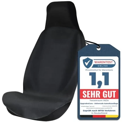 Abbildung von Upgrade4cars Autositzauflage wasserdichter Autositzschoner für Vordersitze, Fahrersitz Schonbezug Werkstatt, Arbeit, Sport usw., 1 tlg., Autositz Auflage Universal, Auto Sitzbezug vorne in Schwarz