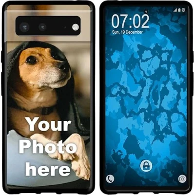 Abbildung von PhoneNatic Case kompatibel mit Google Pixel 6 Personalisierte Handyhülle Schwarz zum selbst gestalten eigenem Foto