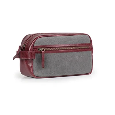 Abbildung von Londo Echtleder Reisetasche, Kulturtasche, Kosmetiktasche, Waschtasche Unisex (Kastanienbraun)