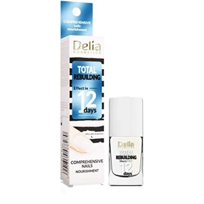 Abbildung von Delia Cosmetics Nagelkonditionierer Totaler Wiederaufbau Wiederaufbauend, stärkend für beschädigte &amp; brüchige Nägel Calcium Vitamine Weiße genährte 11 ml