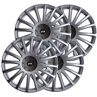 Abbildung von Simoni Racing GP/15 Set 4 Radkappen Universal Grand Prix 15&quot; Zoll Radzierblenden Grau Silber