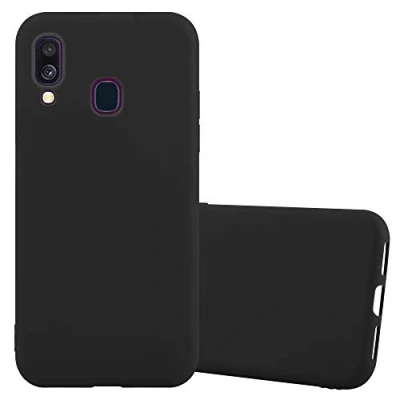 Abbildung von Cadorabo Hülle kompatibel mit Samsung Galaxy A40 Schutzhülle TPU Silikon Case Candy Design Slim Kratzfest Weiche Gummi Rundumschutz für in Schwarz