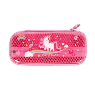 Abbildung von Legami Wonderwow Tasche mit Einhornmotiv, 2 Fächer und Stifthalter innen, Innenfach Netzgewebe, Reißverschluss, 23x11x5 cm
