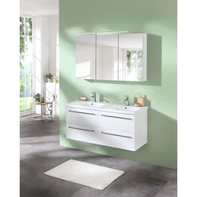 Abbildung von welltime Spiegelschrank &quot;Torino&quot;, Breite 120 cm, 3 türig, LED Beleuchtung, Schalter /Steckdosenbox
