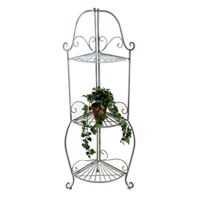 Abbildung von DanDiBo Eckregal Romance 20113 Regal aus Metall 125 cm Badregal Antik Grau Küchenregal