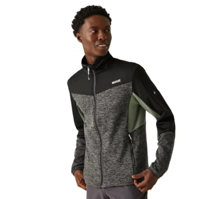 Abbildung von Regatta Coladane VI Herren Fleecejacke mit durchgehendem Reißverschluss, Aschmeliert/Schwarz, S