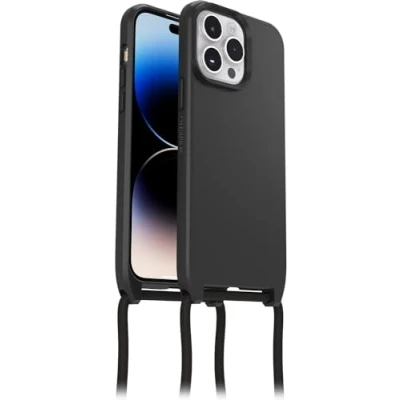 Abbildung von OtterBox React Necklace Hülle mit MagSafe für iPhone 14 Pro Max, ultraschlanke, schützende Verstellbarer und Abnehmbarer Handykette, Schwarz