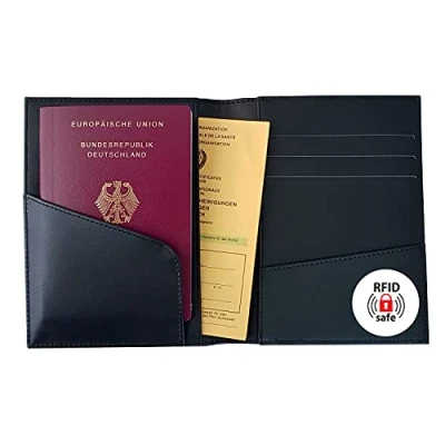 Abbildung von SIGEL CO903 Impfpass Hülle Schutzhülle Impfausweis, Reisepass Etui, RFID &amp; NFC Schutz, schwarz, Reiseorganiser