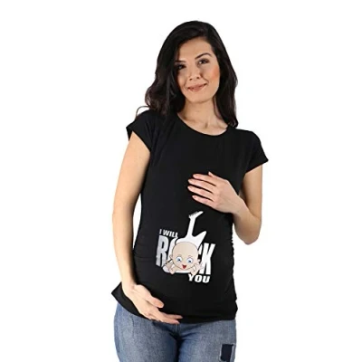 Abbildung von M.M.C. I WILL ROCK YOU Tshirt print, Damen, Größe: Large, Schwarz