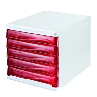 Abbildung von helit H6129420 Schubladenbox „the wave“, rot transparent