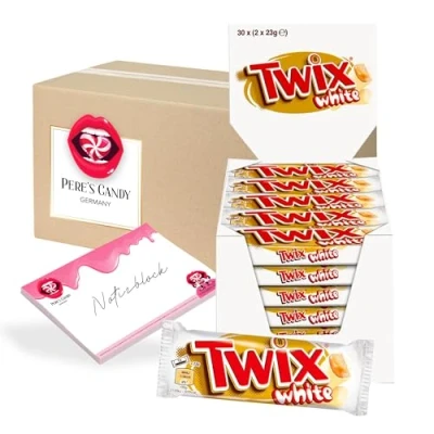 Abbildung von Twix white (30 x 46 g) Schokoriegel mit Kaubonbon Geschenk von Pere&#039;s Candy