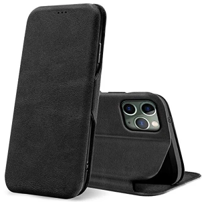 Abbildung von Verco Handyhülle für iPhone 11 Pro, Bookstyle Premium Handy Flip Cover Apple Pro Hülle [5,8 Zoll] [integr. Magnet] Book Case PU Leder Tasche, Schwarz