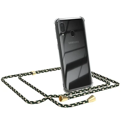 Abbildung von EAZY CASE Handykette kompatibel mit Samsung Galaxy A40 Handyhülle Umhängeband, Handykordel Schutzhülle, Silikonhülle, Hülle Band, Stylische Kette für Smartphone, Grün Camouflage
