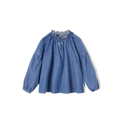 Abbildung von Vertbaudet Bluse für Kinder, Größe: 92/98, Mittelblau