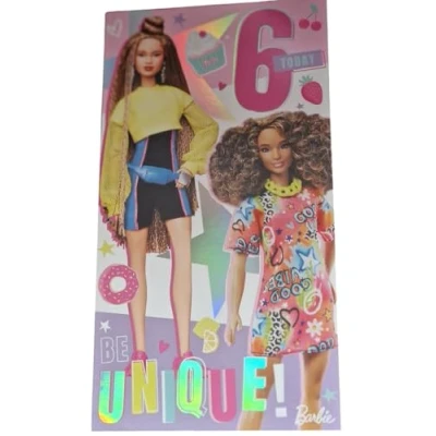 Abbildung von Danilo Promotions LTD Barbie Geburtstagskarte zum 6. Geburtstag, offizielle Alter Geburtstagskarte, Happy Birthday Age 6